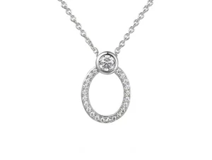 Jack Murphy Jewellers Jmj Sterling Silver Jewellery | Sterling Silver Open Oval & CZ Set Bail Necklace