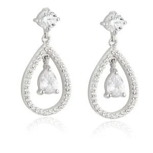 Jack Murphy Jewellers Bridal Jewellery | Jmj Sterling Silver Jewellery | Sterling Silver Open Round & Pear CZ Drop Earrings