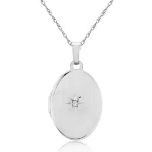 Jack Murphy Jewellers All Jmj & Branded Fashion Jewellery | Jmj Diamond Set Jewellery | Sterling Silver Oval & Diamond Set Locket Necklace