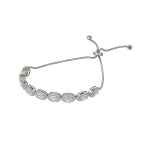 Jack Murphy Jewellers Jmj Sterling Silver Jewellery | Sterling Silver Oval & Halo Adjustable CZ Rope Bracelet