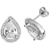 Jack Murphy Jewellers All Jmj & Branded Fashion Jewellery | Jmj Sterling Silver Jewellery | Sterling Silver Pear & Halo CZ Stud Earrings