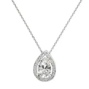 Jack Murphy Jewellers All Jmj & Branded Fashion Jewellery | Sterling Silver Pear & Halo CZ Necklace