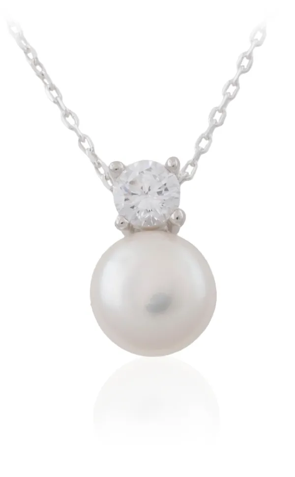 Jack Murphy Jewellers Jmj Sterling Silver Jewellery | Sterling Silver Pearl & CZ Necklace