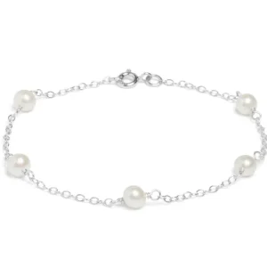 Jack Murphy Jewellers Bridal Jewellery | Jmj Sterling Silver Jewellery | Sterling Silver Pearl & Trace Chain Bracelet