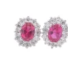 Jack Murphy Jewellers Jmj Sterling Silver Jewellery | Sterling Silver Pink Oval & Halo CZ Earrings
