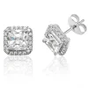 Jack Murphy Jewellers Bridal Jewellery | All Jmj & Branded Fashion Jewellery | Sterling Silver Princess & Halo CZ Stud Earrings