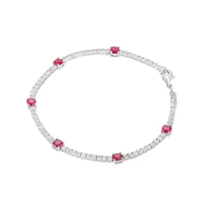 Jack Murphy Jewellers Jmj Sterling Silver Jewellery | Sterling Silver Red & White CZ Tennis Bracelet