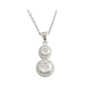 Jack Murphy Jewellers Jmj Sterling Silver Jewellery | Sterling Silver Round & Halo Drop CZ Necklace