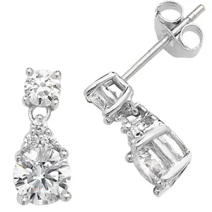 Jack Murphy Jewellers Jmj Sterling Silver Jewellery | Sterling Silver Round & Pear Shape Drop CZ Stud Earrings