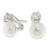 Jack Murphy Jewellers Bridal Jewellery | Jmj Sterling Silver Jewellery | Sterling Silver Round CZ & Freshwater Button Pearl Stud Earrings