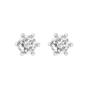 Jack Murphy Jewellers Jmj Sterling Silver Jewellery | Sterling Silver Six Claw Brilliant Round Cut Stud Earrings