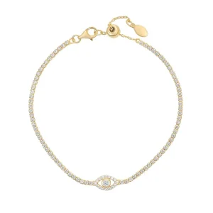 Jack Murphy Jewellers Bridal Jewellery | Sterling Silver Yellow Gold Plated Evil Eye CZ Line Bracelet