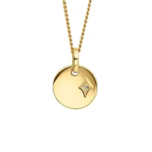 Jack Murphy Jewellers Childrens Jewellery | Jmj Diamond Set Jewellery | Sterling Silver Yellow Gold Plated Children's Disc & Diamond Star Necklace