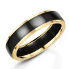 Jack Murphy Jewellers Zirconium Wedding Rings | Two Tone Wedding Rings | Zirconium & 9ct Yellow Gold 5.5mm Polished Flat Court Wedding Band